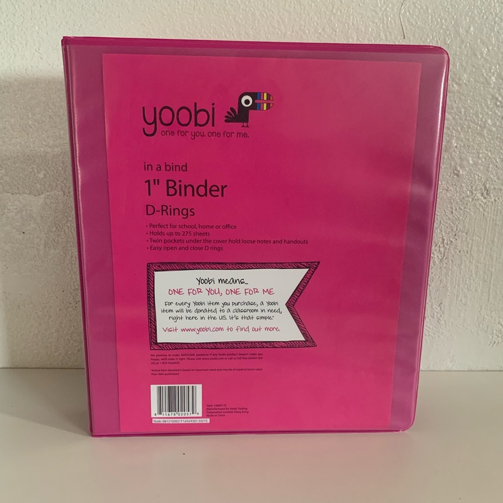 6 pack Pink 1 inch 3 ring binder